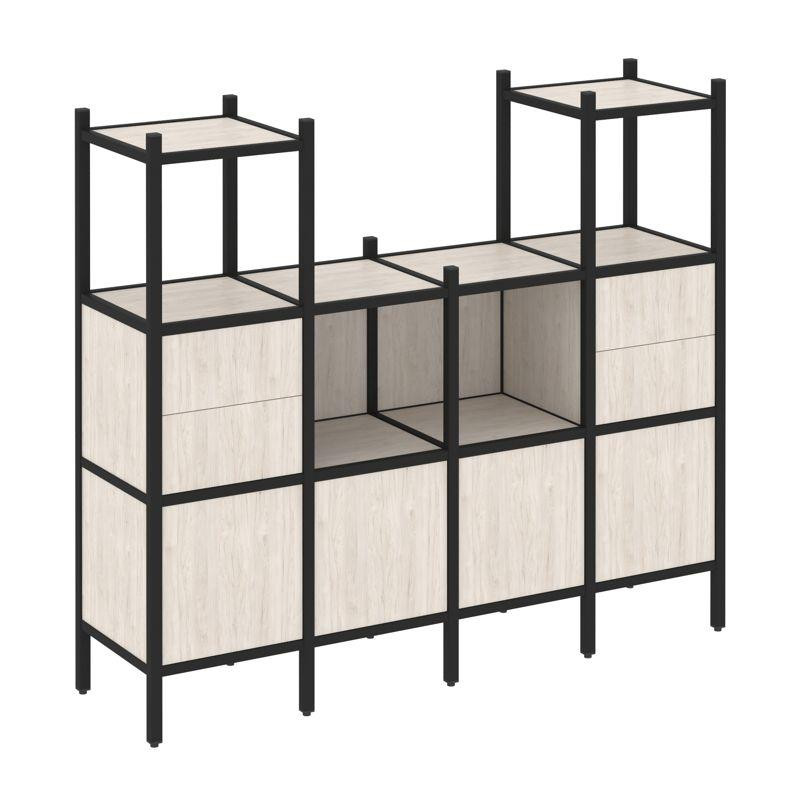 Loft Прямой стеллаж VR.L-14 Денвер Светлый/Металл Черный 1694*446*1458