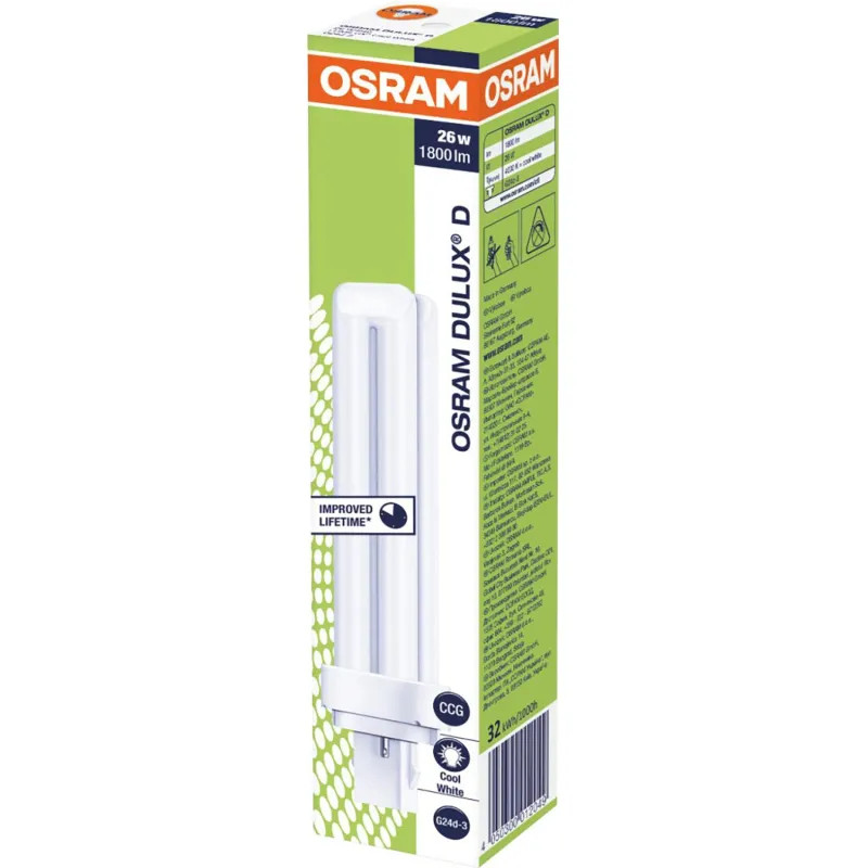 Лампа люминесцентная КЛЛ неинтегрированная OSRAM CFL DULUX D 26W/840 G24D-3