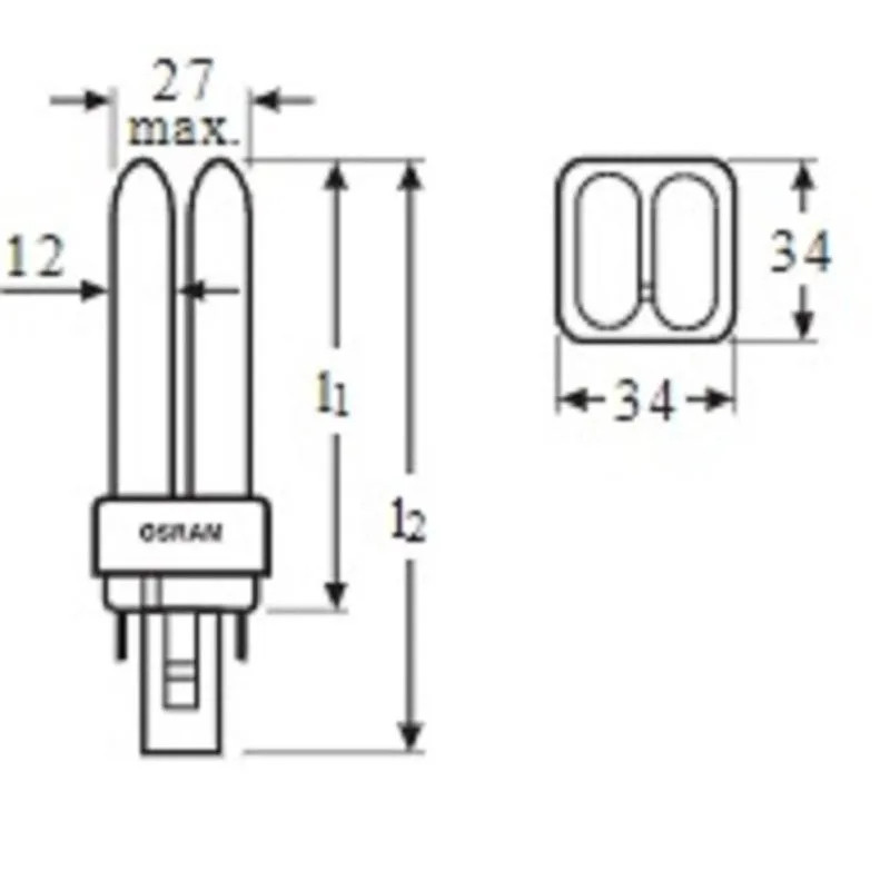 Лампа люминесцентная КЛЛ неинтегрированная OSRAM CFL DULUX D 26W/840 G24D-3