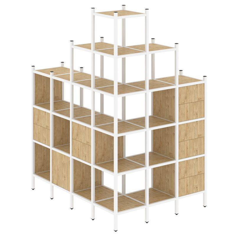 Loft Угловой внешний стеллаж наборный VR.L-56 Тиквуд Светлый/Металл Белый 1694*1278*2280 Loft Угловой внешний стеллаж наборный VR.L-56 Тиквуд Светлый/Металл Белый 1694*1278*2280