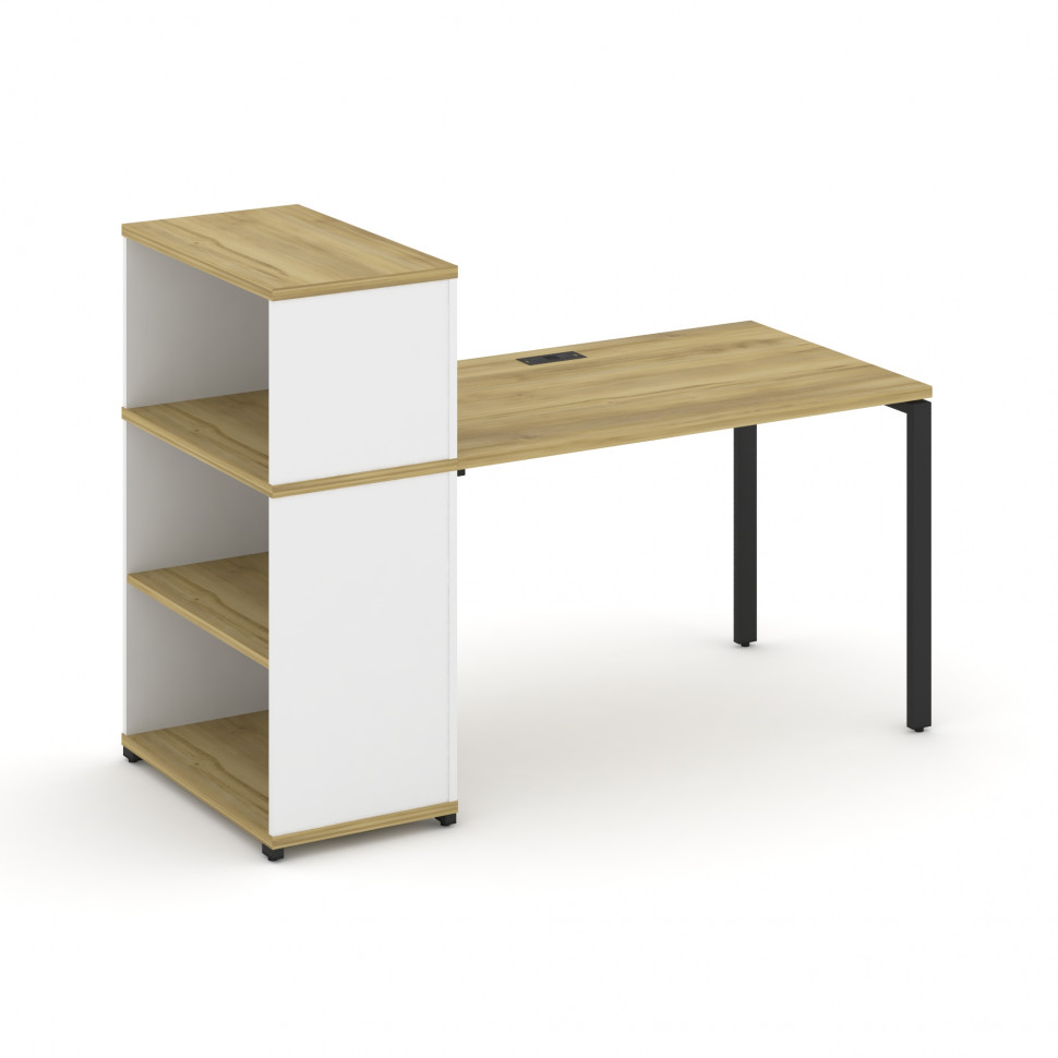 Concept Стол рабочий с опорным стеллажом с надставкой низ. CN.SP-210 Дуб Винченцо/Белый Бриллиант/Ме