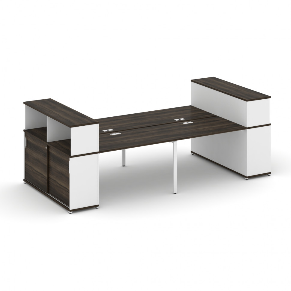 Concept Рабочая станция с опорными шкафами-купе с надставкой низ. CN.DRS-282 W Дуб Мали/Белый Брилли