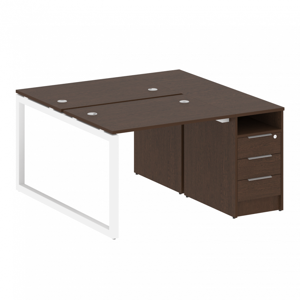 Metal System Quattro Рабочая станция с тумбой на О-образном м/к 50БО.РС-СТП-2.1 Венге Цаво/Металл Бе