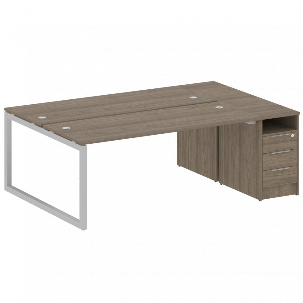 Metal System Quattro Рабочая станция с тумбой на О-образном м/к 50БО.РС-СТП-2.5 Вяз Благородный/Мета