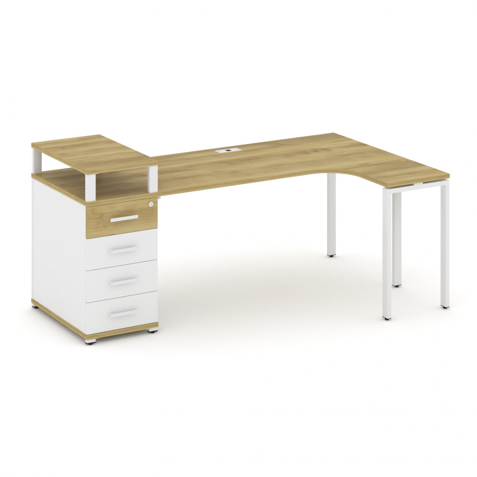 Concept Стол эргономичный CN.SA-406(R) W Дуб Винченцо/Белый Бриллиант/Металл Белый 2000*1180*917 Concept Стол эргономичный CN.SA-406(R) W Дуб Винченцо/Белый Бриллиант/Металл Белый 2000*1180*917