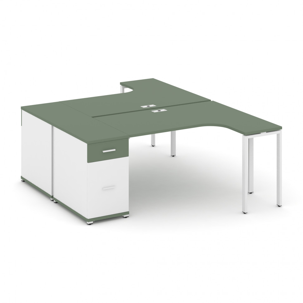 Concept Рабочая станция CN.DSA-403 W Кобо/Белый Бриллиант/Металл Белый 1800*1180*750