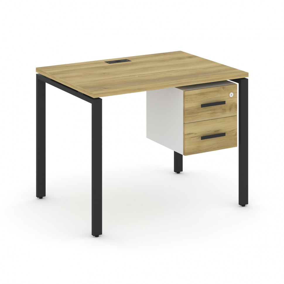Concept Стол рабочий с подвесной тумбой с 2 ящ. CN.SP-113 B Дуб Винченцо/Белый Бриллиант/Металл Черн