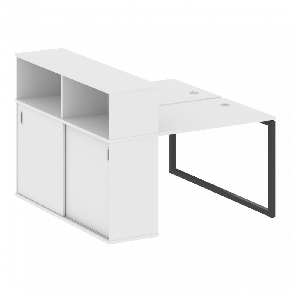 Metal System Quattro Рабочая станция с шкафом-купе на О-образном м/к 40БО.РС-СШК-2.1 Т Белый/Металл Metal System Quattro Рабочая станция с шкафом-купе на О-образном м/к 40БО.РС-СШК-2.1 Т Белый/Металл