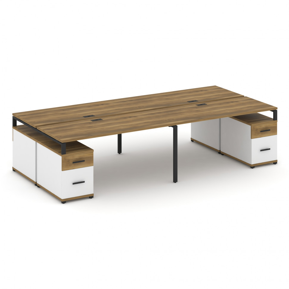 Concept Рабочая станция 4 места с 2 двухсторонними опорными тумбами CN.DRS-332 B Сандал Янтарный/Бел Concept Рабочая станция 4 места с 2 двухсторонними опорными тумбами CN.DRS-332 B Сандал Янтарный/Бел