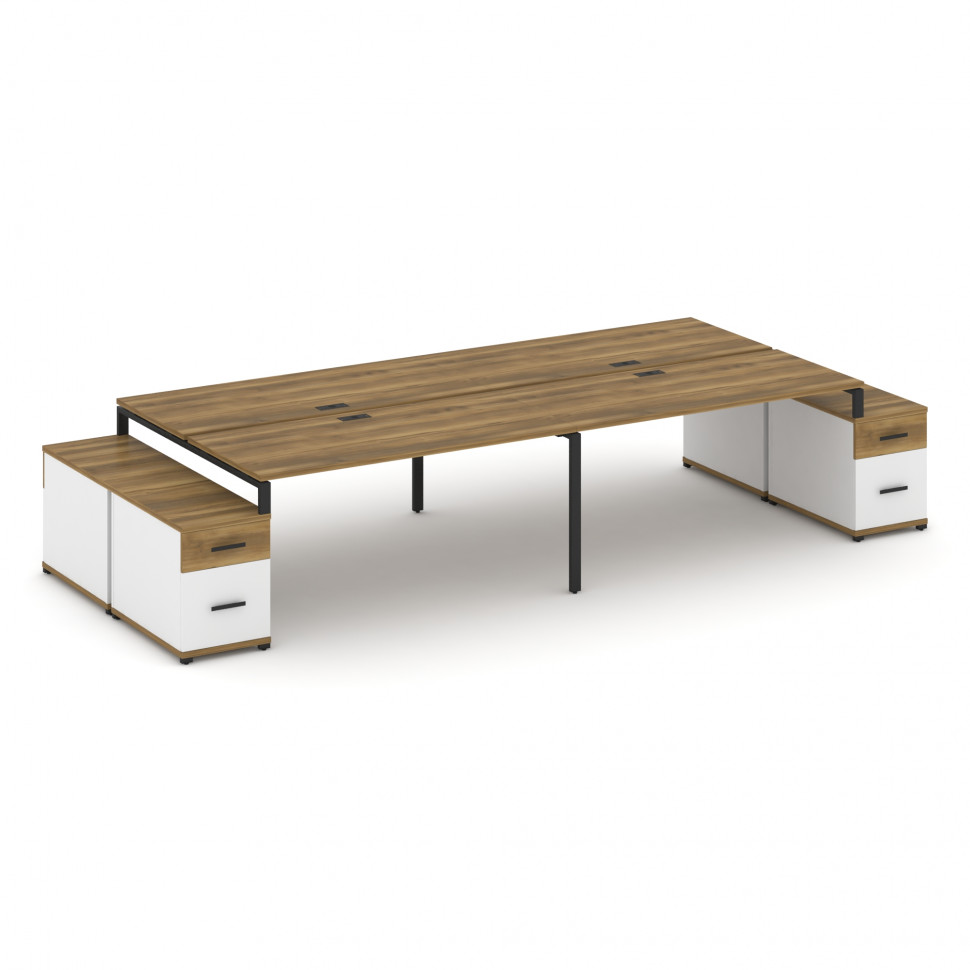 Concept Рабочая станция 4 места с 2 двухсторонними опорными тумбами CN.DRS-332 B Сандал Янтарный/Бел Concept Рабочая станция 4 места с 2 двухсторонними опорными тумбами CN.DRS-332 B Сандал Янтарный/Бел