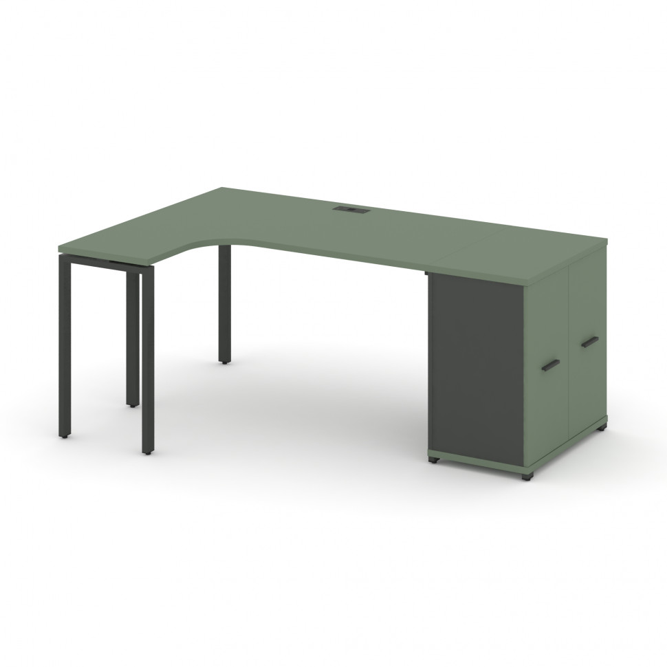 Concept Стол эргономичный с опорным распаш. шкафом CN.SA-209(L) A Кобо/Антрацит/Металл Антрацит 1800