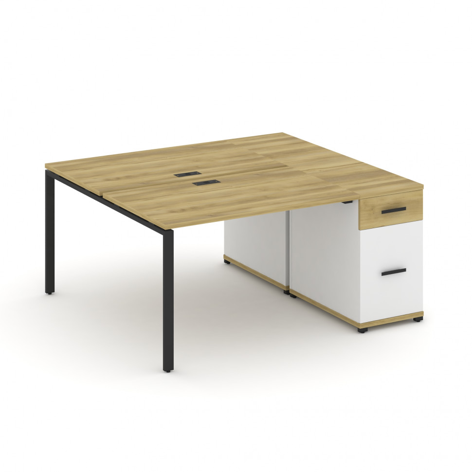 Concept Рабочая станция с 1 опорной тумбой CN.DRS-406 B Дуб Винченцо/Белый Бриллиант/Металл Черный 1