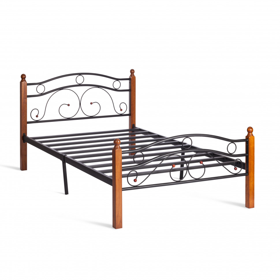 Кровать AT-803 дерево гевея/металл, 120*200 см (middle bed), красный дуб/черный Кровать AT-803 дерево гевея/металл, 120*200 см (middle bed), красный дуб/черный