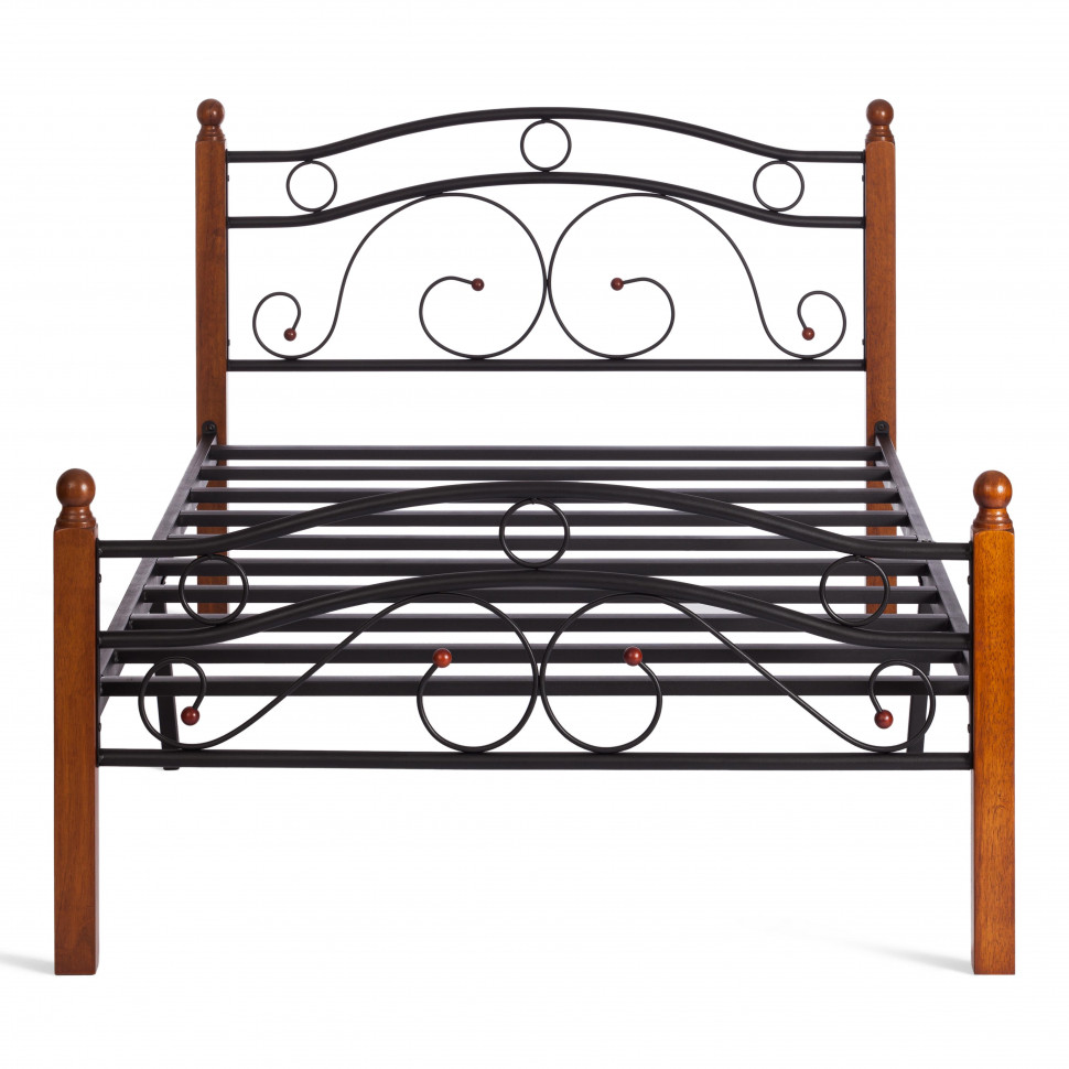 Кровать AT-803 дерево гевея/металл, 120*200 см (middle bed), красный дуб/черный Кровать AT-803 дерево гевея/металл, 120*200 см (middle bed), красный дуб/черный