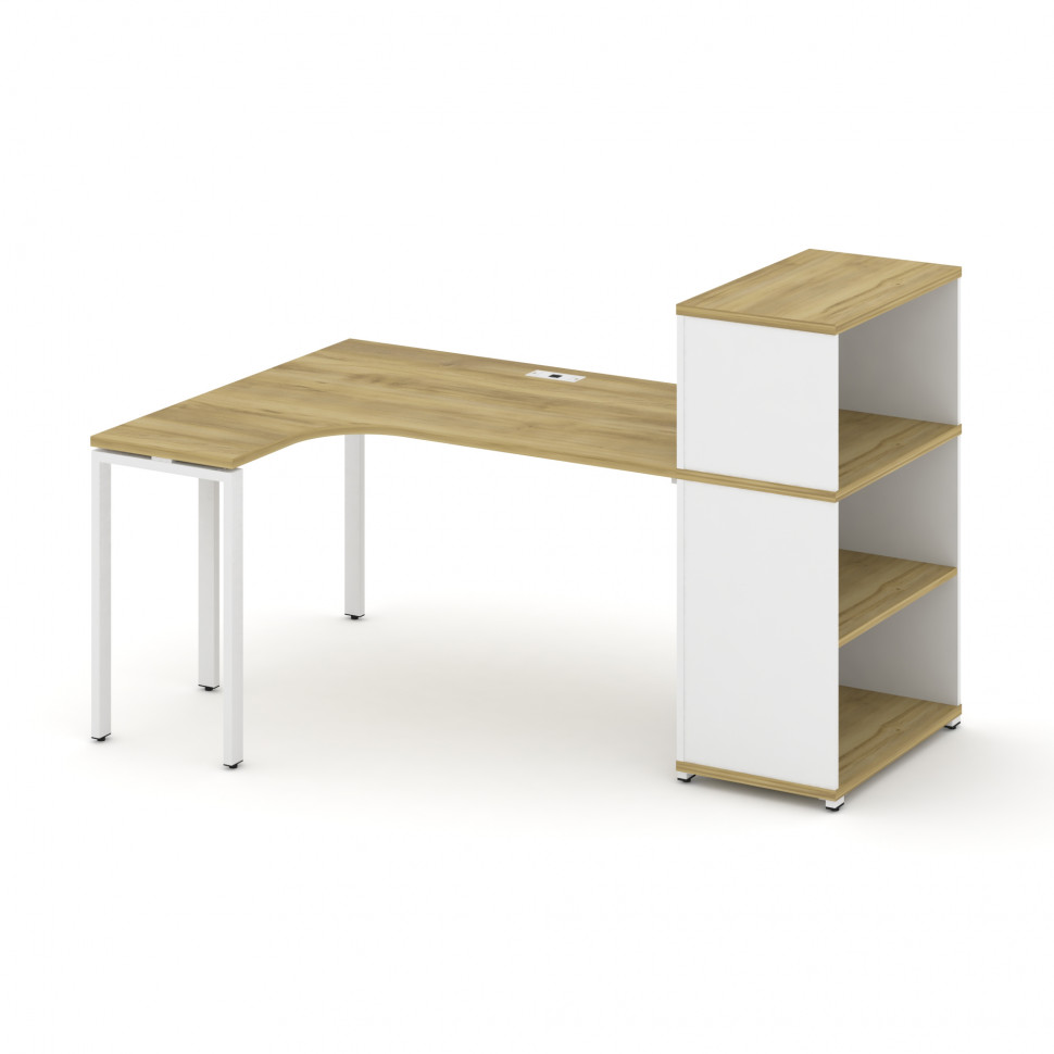 Concept Стол эргономичный с опорным стеллажом с надставкой низ. CN.SA-205(L) Дуб Винченцо/Белый Брил