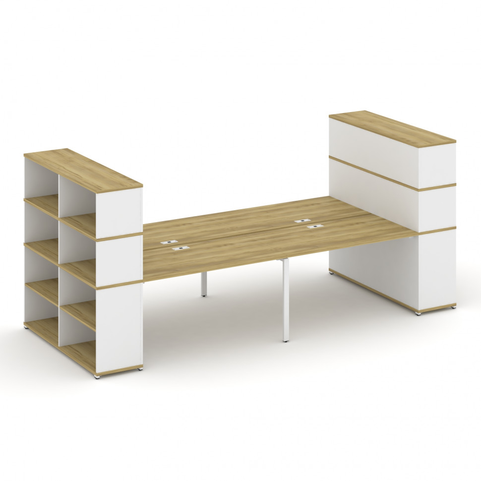 Concept Рабочая станция с опорными стеллажами с надставкой выс. CN.DRS-259 Дуб Винченцо/Белый Брилли Concept Рабочая станция с опорными стеллажами с надставкой выс. CN.DRS-259 Дуб Винченцо/Белый Брилли