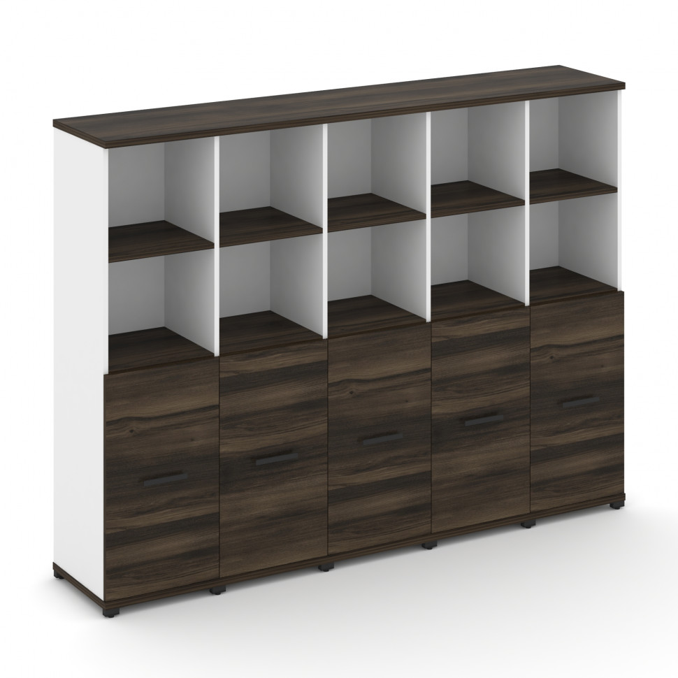 Concept Шкаф 5 узких секций, 4 ниши CN.STU-451 B Дуб Мали/Белый Бриллиант/Металл Черный 2084*420*155