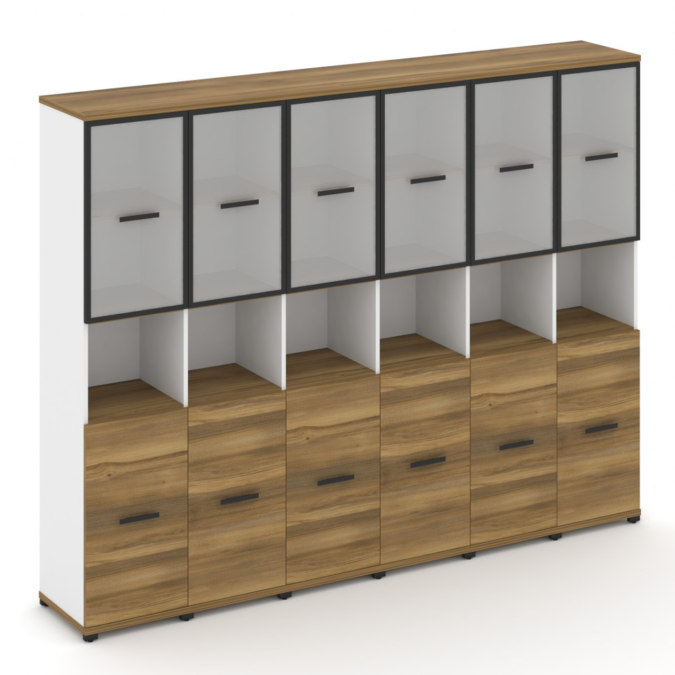 Concept Шкаф 6 узких секций, 5 ниш CN.STU-563 RMB B Сандал Янтарный/Белый Бриллиант/Металл Черный/Са