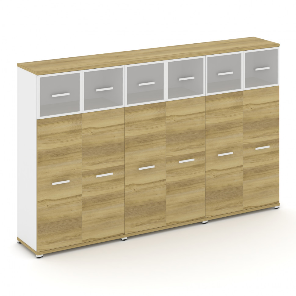 Concept Шкаф 3 широкие секции, 4 ниши CN.STS-434 RMW W Дуб Винченцо/Белый Бриллиант/Металл Белый/Сат