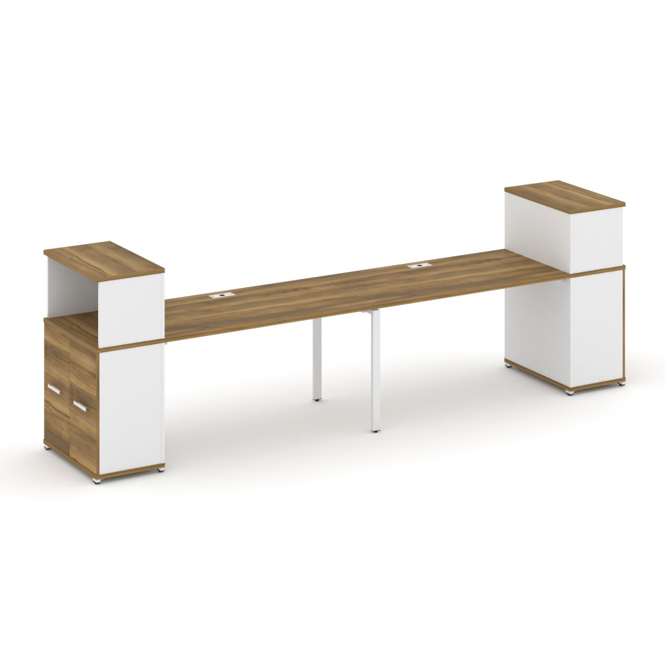 Concept Рабочая станция с опорными распаш. шкафами с надставкой низ. CN.ORS-227 W Сандал Янтарный/Бе