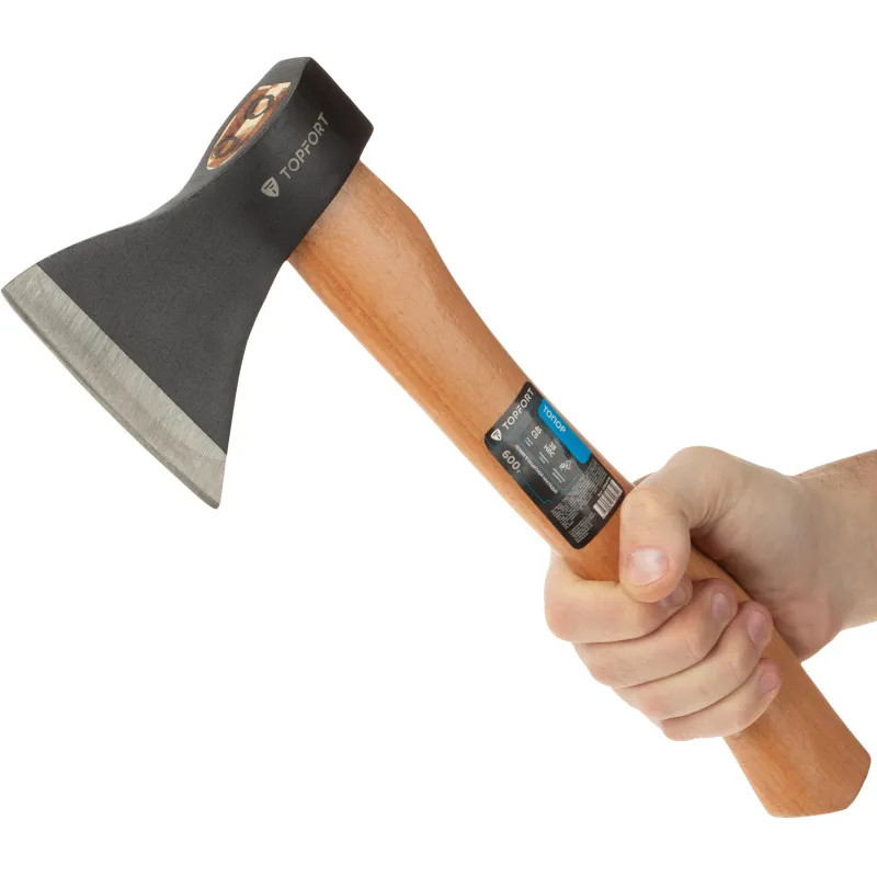 Топор 600 г из углеродистой стали TOPFORT деревянное топорище