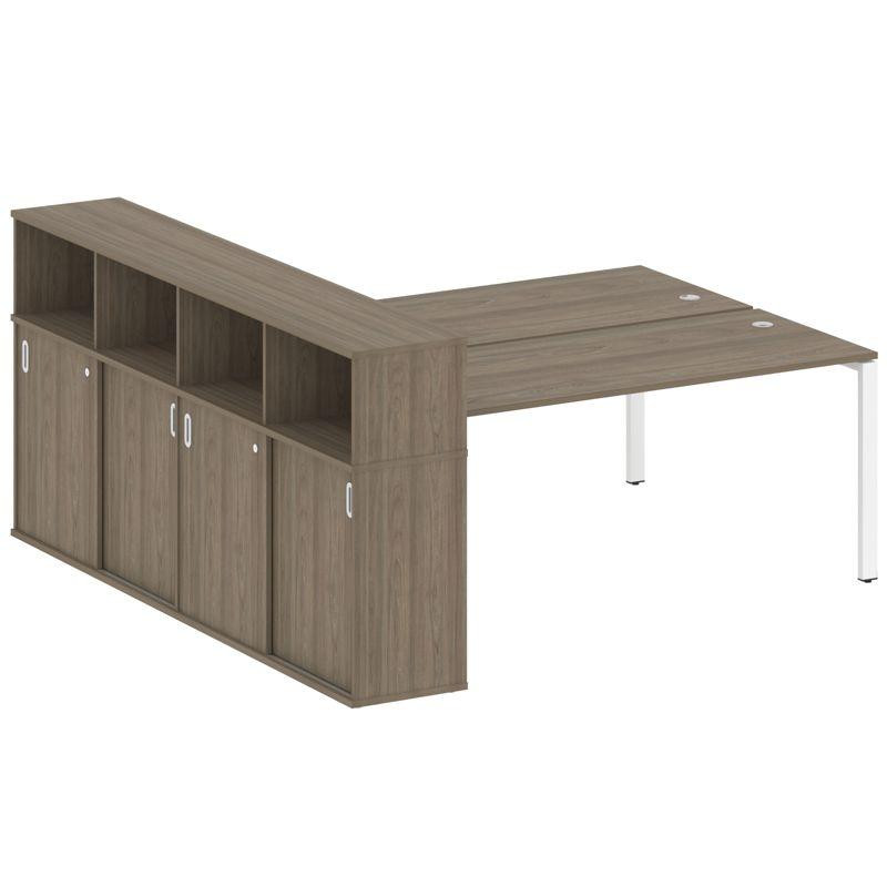 Metal System Рабочая станция с шкафом-купе на П-образном м/к БП.РС-СШК-4.5 Т Вяз Благородный/Металл