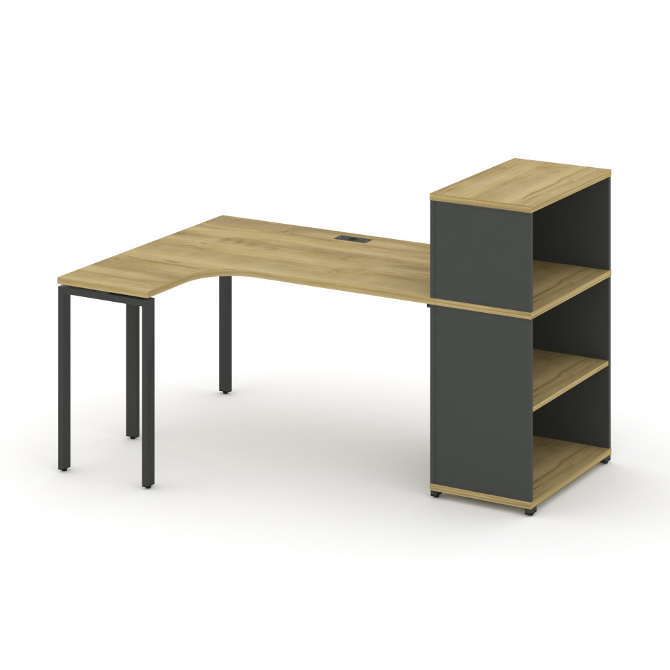 Concept Стол эргономичный с опорным стеллажом с надставкой низ. CN.SA-206(L) Дуб Винченцо/Антрацит/М