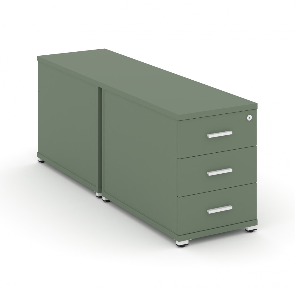 Concept Тумба двухсторонняя опорная/приставная 3 ящ.  CN.DTGO-001 W Кобо/Металл Белый 420*1480*583