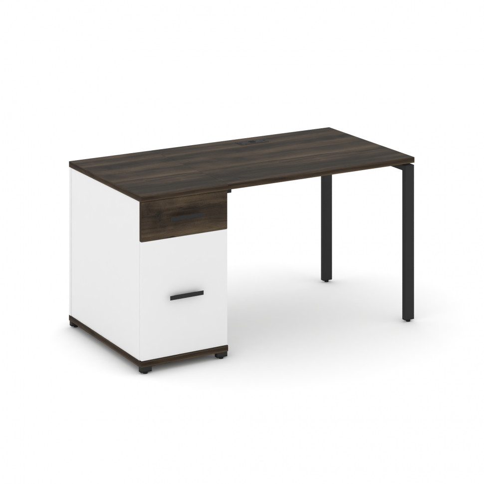 Concept Стол рабочий с 1 опорной тумбой CN.SP-405 B Дуб Мали/Белый Бриллиант/Металл Черный 1400*720* Concept Стол рабочий с 1 опорной тумбой CN.SP-405 B Дуб Мали/Белый Бриллиант/Металл Черный 1400*720*