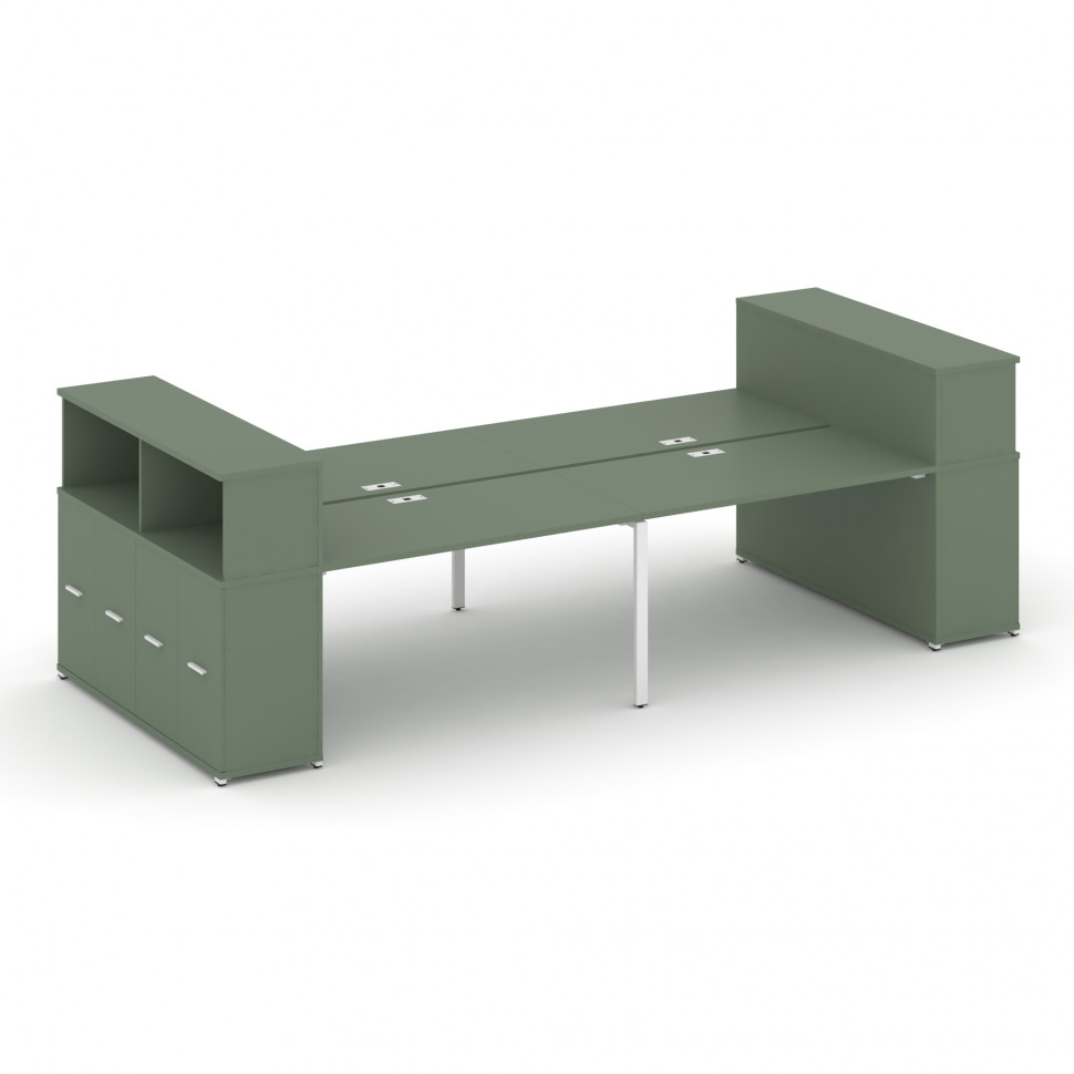 Concept Рабочая станция с опорными распаш. шкафами с надставкой низ. CN.DRS-271 W Кобо/Металл Белый Concept Рабочая станция с опорными распаш. шкафами с надставкой низ. CN.DRS-271 W Кобо/Металл Белый