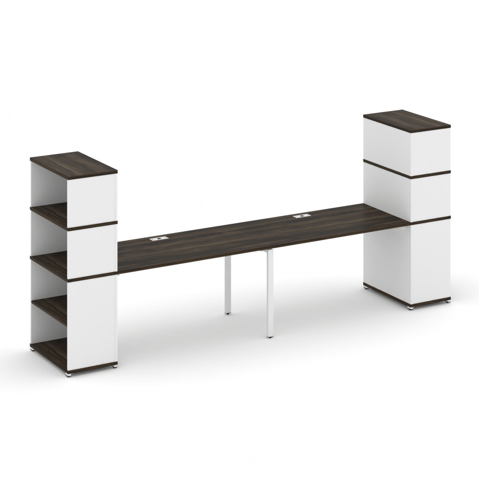 Concept Рабочая станция с опорными стеллажами с надставкой выс. CN.ORS-215 Дуб Мали/Белый Бриллиант/