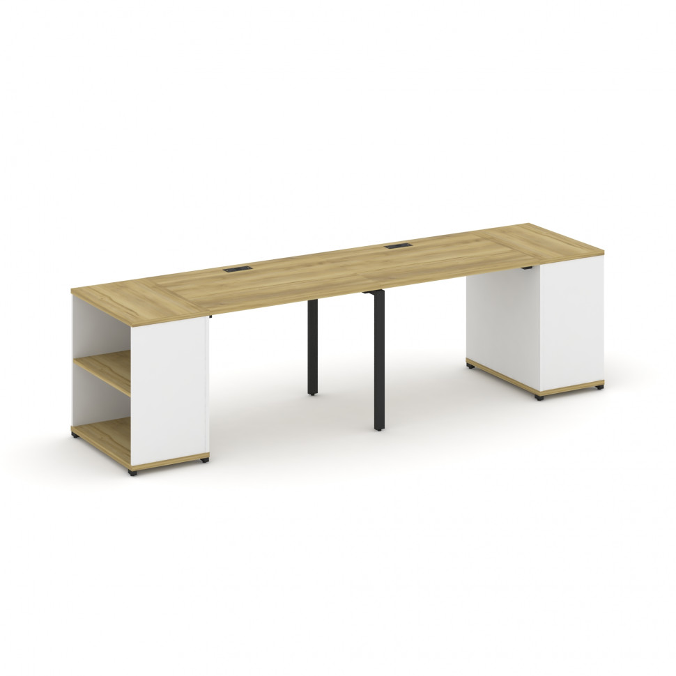 Concept Рабочая станция с опорными стеллажами CN.ORS-201 Дуб Винченцо/Белый Бриллиант/Металл Черный