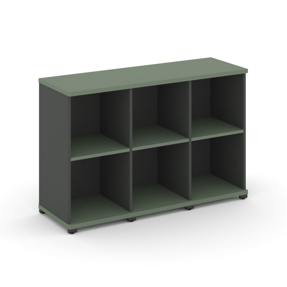 Concept Стеллаж 3 узкие секции, 2 ниши CN.STU-230 Кобо/Антрацит/Металл Антрацит 1252*420*818