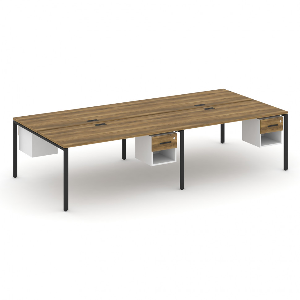 Concept Рабочая станция двухсторонняя с подвесными тумбами на 4 места CN.DRS-140 B Сандал Янтарный/Б