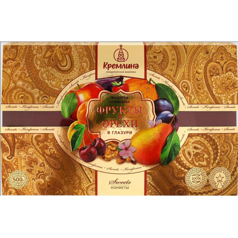 Конфеты Кремлина фрукты и орехи в глазури, 500г