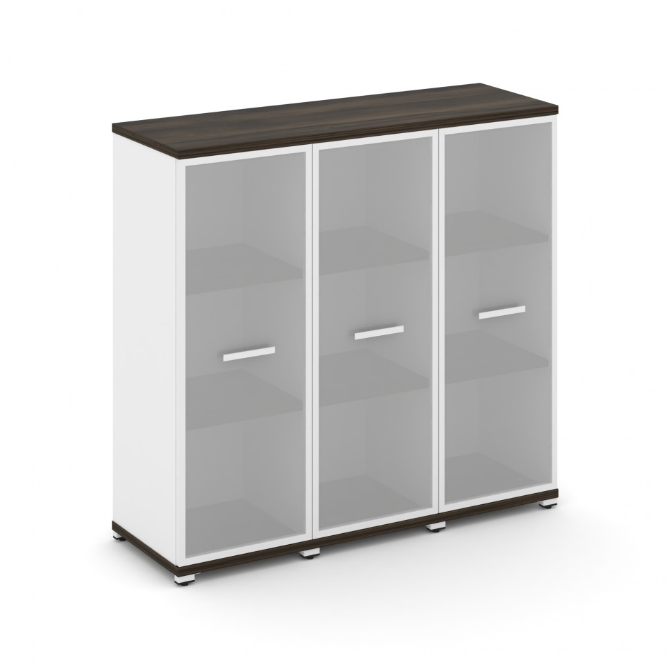 Concept Шкаф 3 узкие секции, 3 ниши CN.STU-336 RMW W Дуб Мали/Белый Бриллиант/Металл Белый/Сатин 125