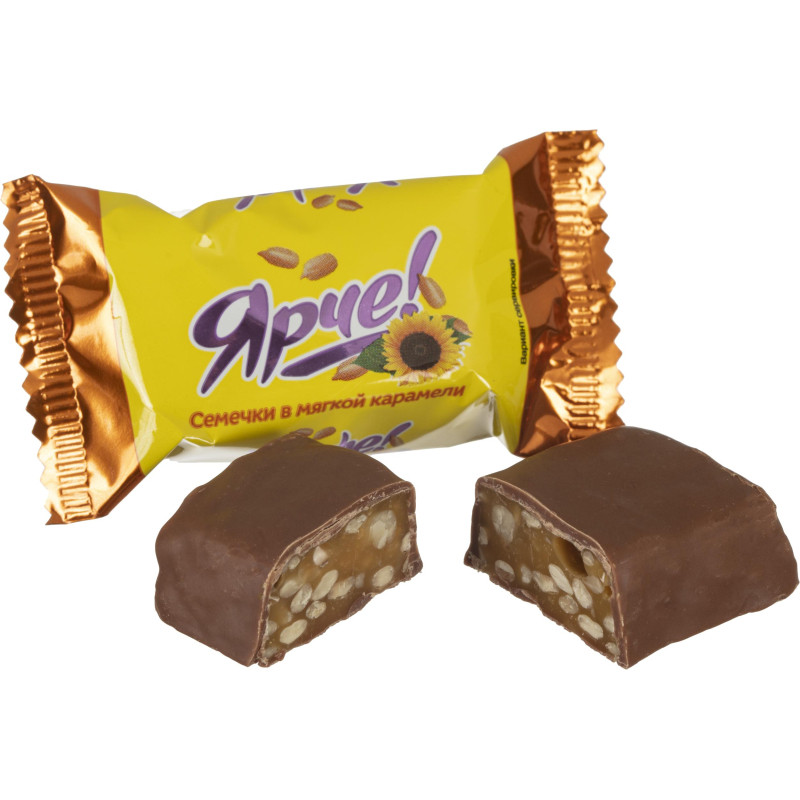 Конфеты шоколадные Ярче! с семенами подсолнечника, 500г (НК838)
