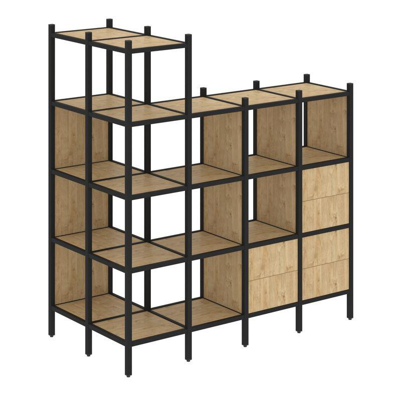 Loft Угловой внешний стеллаж наборный VR.L-57 Тиквуд Светлый/Металл Черный 862*1694*1869 Loft Угловой внешний стеллаж наборный VR.L-57 Тиквуд Светлый/Металл Черный 862*1694*1869