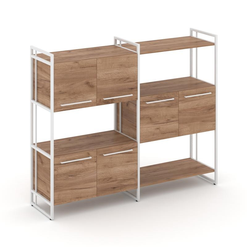 Rift Шкаф комбинированый RF.NS-004 Дуб Табак/Металл Белый/Белый Ручки 1576*396*1286