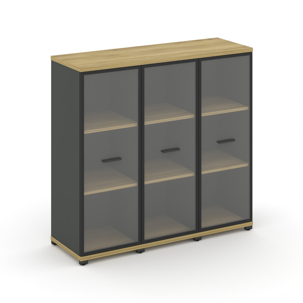 Concept Шкаф 3 узкие секции, 3 ниши CN.STU-336 RPB A Дуб Винченцо/Антрацит/Металл Антрацит/Прозрачны