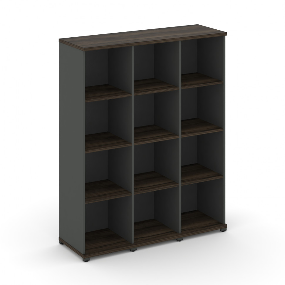 Concept Стеллаж 3 узкие секции, 4 ниши CN.STU-430 Дуб Мали/Антрацит/Металл Антрацит 1252*420*1554