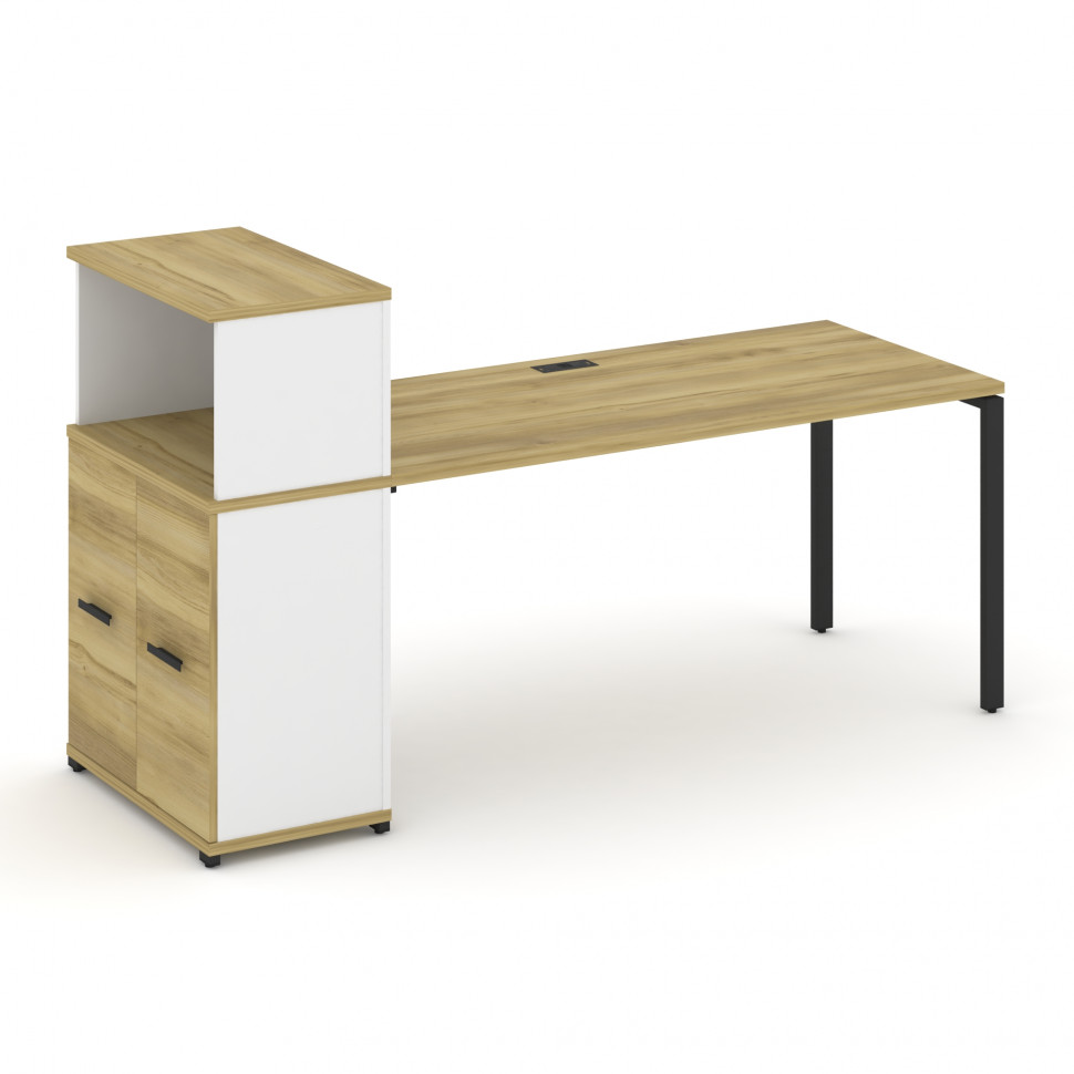 Concept Стол рабочий с опорным распаш. шкафом с надставкой низ. CN.SP-228 B Дуб Винченцо/Белый Брилл Concept Стол рабочий с опорным распаш. шкафом с надставкой низ. CN.SP-228 B Дуб Винченцо/Белый Брилл