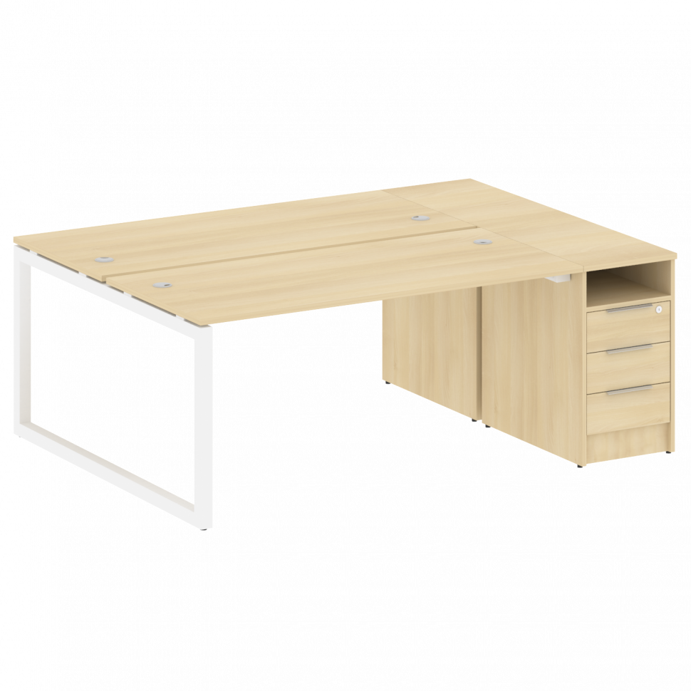 Metal System Quattro Рабочая станция с тумбой на О-образном м/к 50БО.РС-СТП-2.4 Акация Лорка/Металл