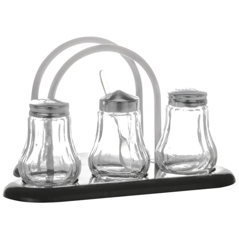 Набор для специй 3пр.(соль,перец,горч) + салфетница пластик, кт970