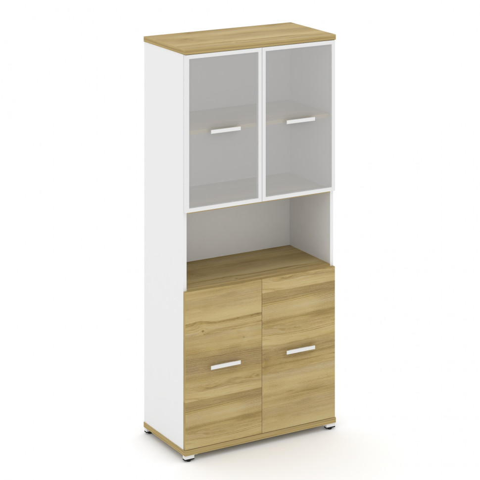 Concept Шкаф 1 широкая секция, 5 ниш CN.STS-513 RMW W Дуб Винченцо/Белый Бриллиант/Металл Белый/Сати