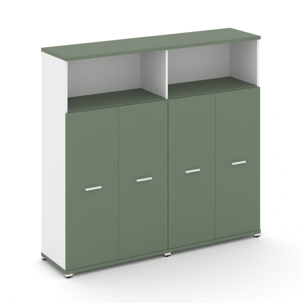 Concept Шкаф 2 широкие секции, 4 ниши CN.STS-423 W Кобо/Белый Бриллиант/Металл Белый 1668*420*1554