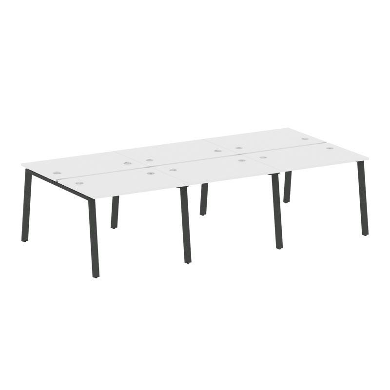 Metal System Рабочая станция на 6 мест на А-образном м/к БА.СМ-6.1 Белый/Металл Антрацит 3000*1475*7