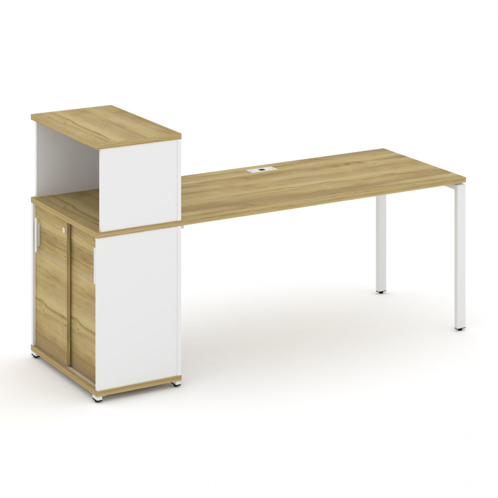 Concept Стол рабочий с опорным шкафом-купе с надставкой низ. CN.SP-240 W Дуб Винченцо/Белый Бриллиан