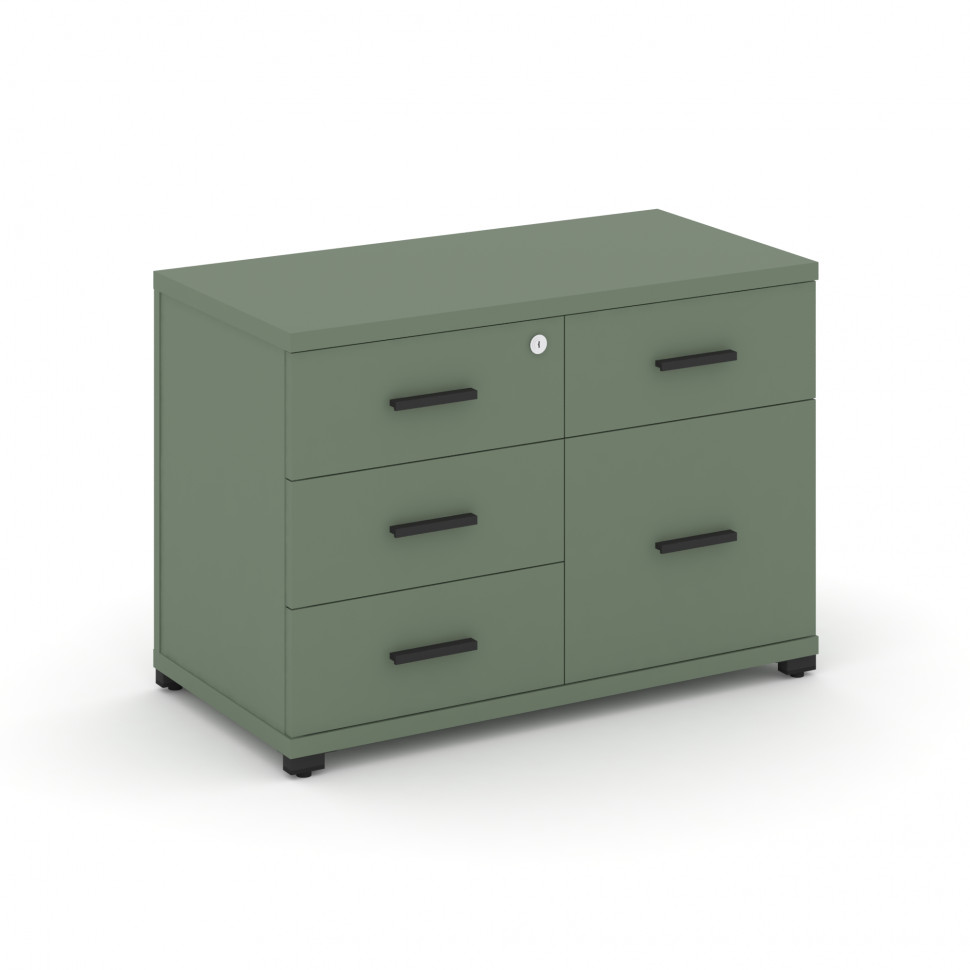 Concept Тумба приставная широкая 4 ящ.+1 распаш. фасад CN.TSP-010 B Кобо/Металл Черный 836*420*583