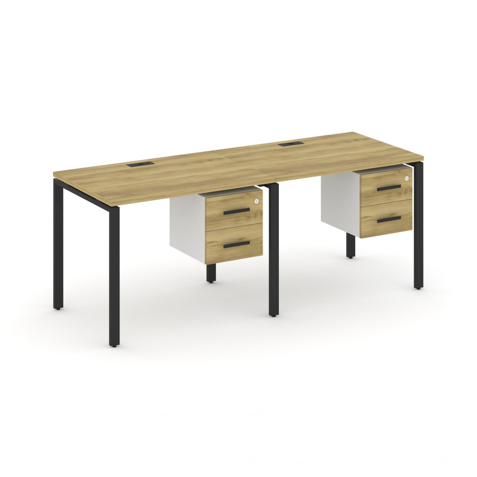 Concept Рабочая станция односторонняя с подвес. тумбами 2 места CN.ORS-113 B Дуб Винченцо/Белый Брил